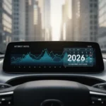 2026 Auto Loan Rates: 0.75% Fluctuation Expected This Quarter Digital car dashboard displaying fluctuating interest rates for 2026 auto loans, with economic graphs and a calendar.