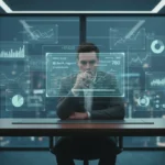 Futuristic individual reviewing a detailed digital credit report in 2026