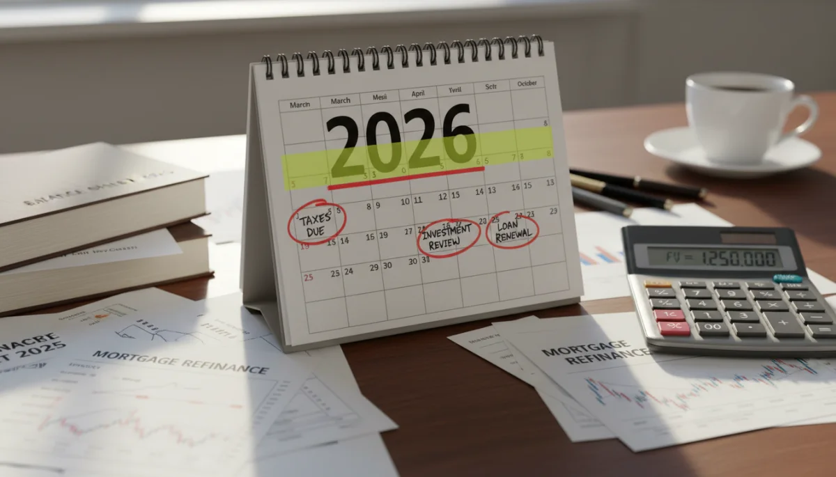 Calendar with 2026 highlighted for financial planning