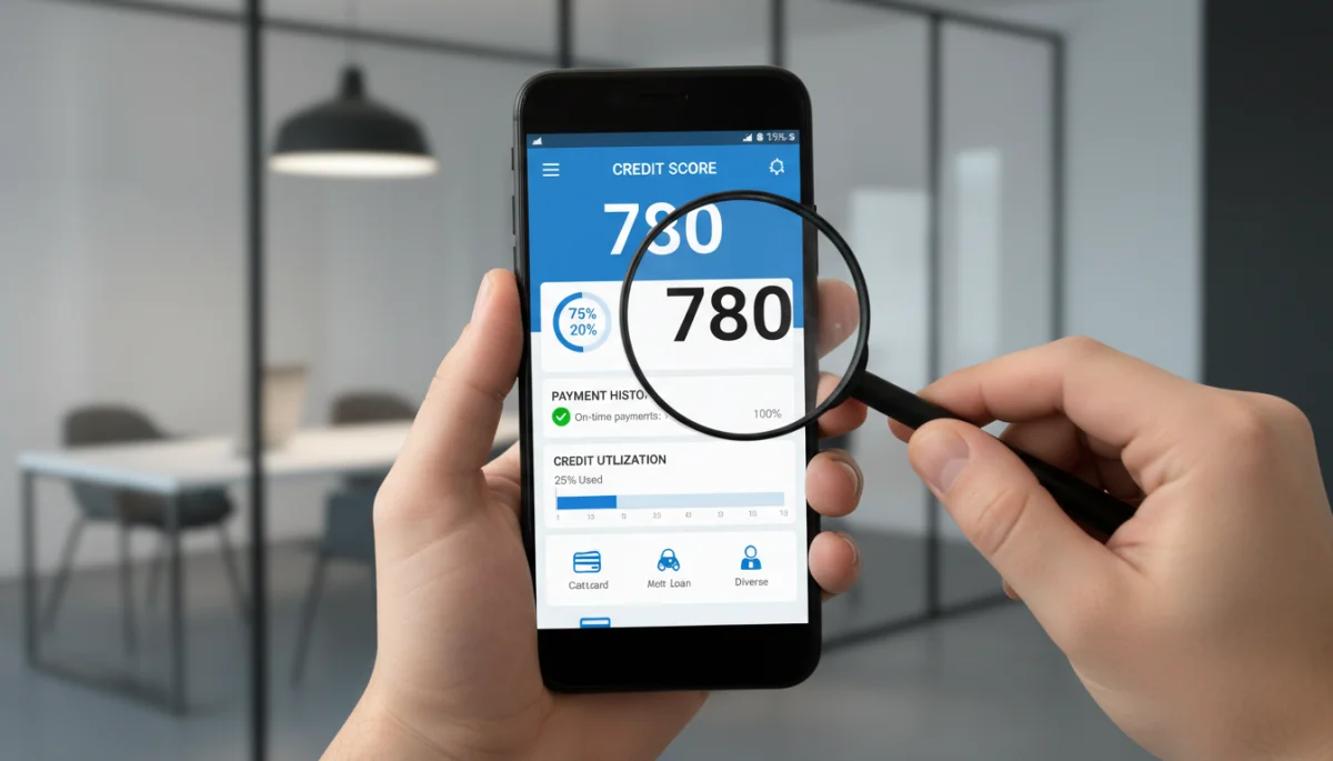 Analyzing credit report details on a smartphone for financial health