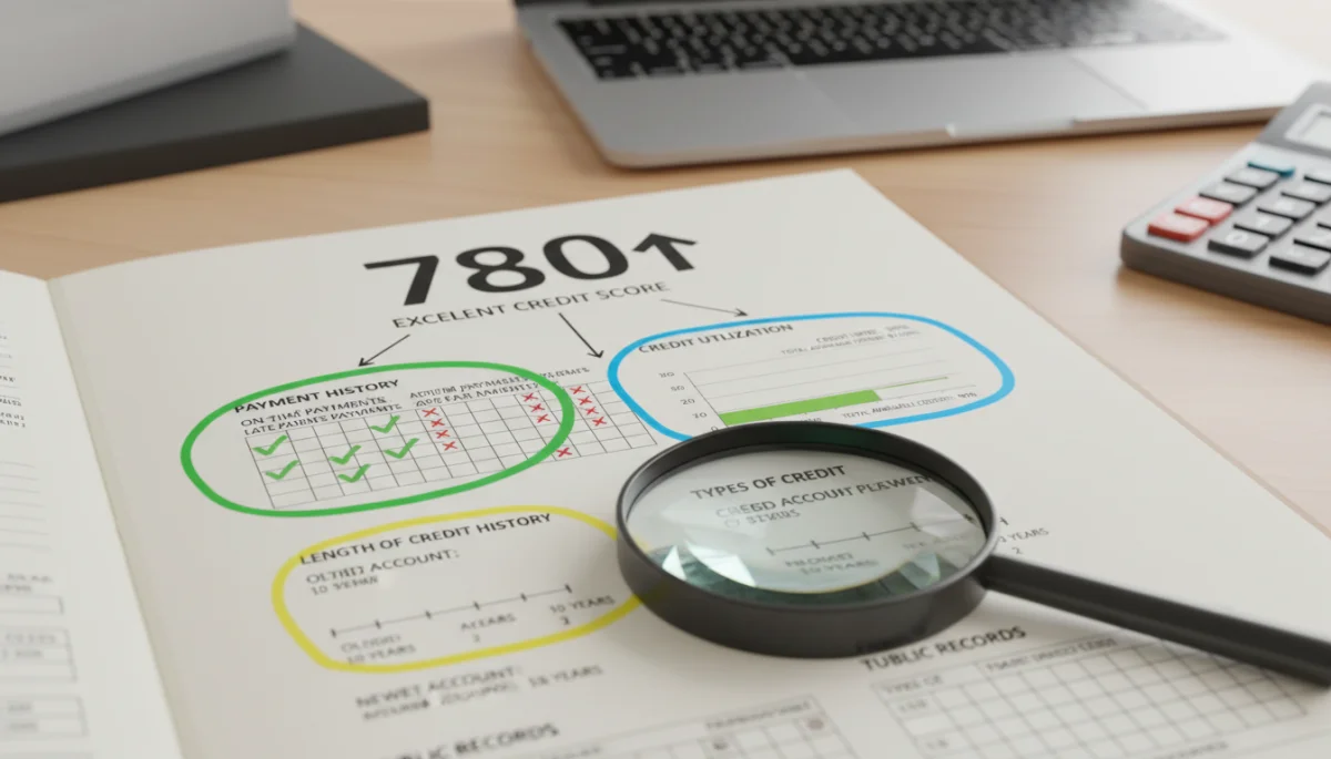 Detailed credit report breakdown showing score factors