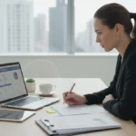 Person confidently reviewing debt documents for creditor negotiation