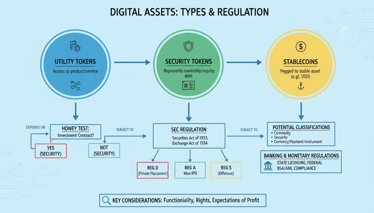 Infographic showing various digital asset classifications and their regulatory implications