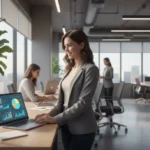 Entrepreneur building business credit in 2026 with a laptop