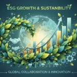 Illustration of green leaves and financial graphs representing ESG investment growth