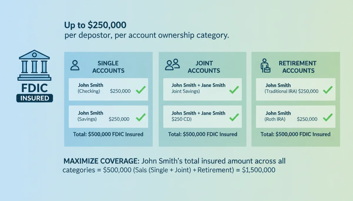 Diagram showing various FDIC insurance ownership categories and limits