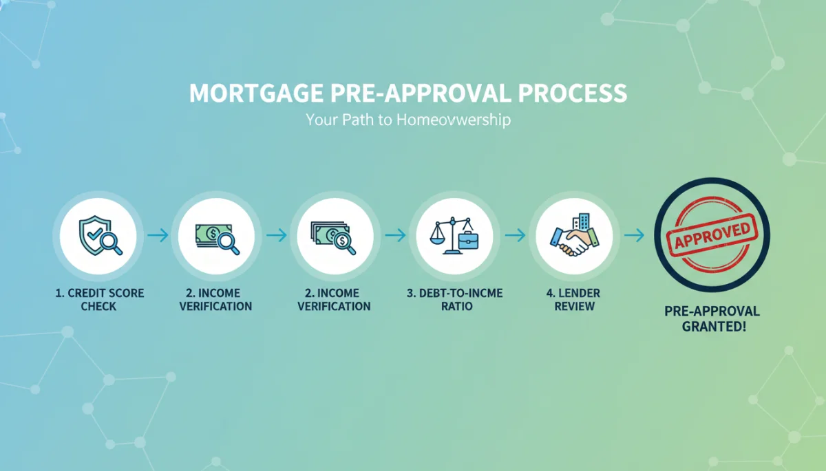 Infographic detailing mortgage pre-approval process steps