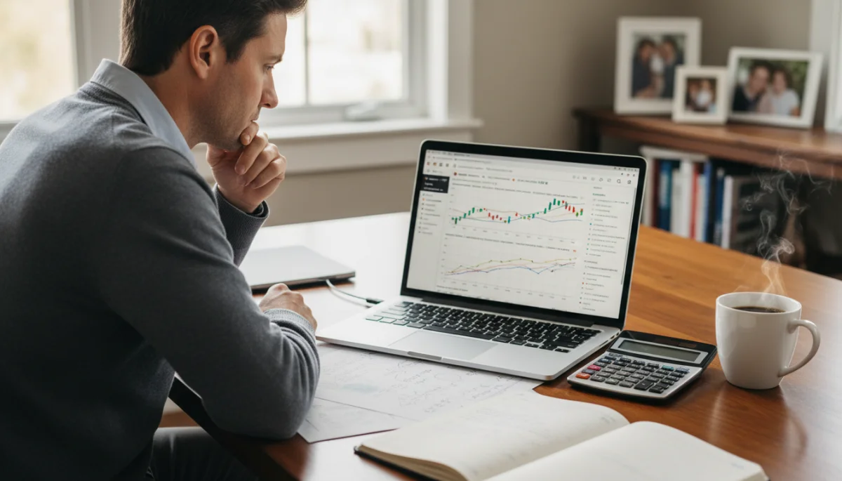 Person analyzing mortgage rate charts on a laptop