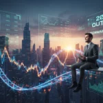 New investor calmly observing a volatile stock market graph in 2026
