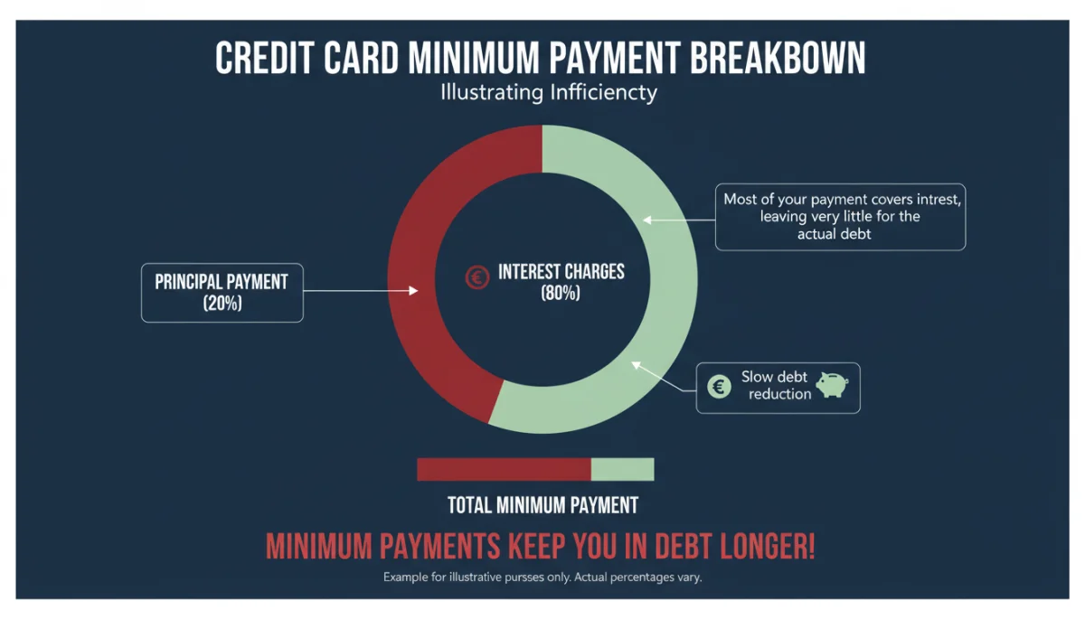 Graph showing credit card payment allocation to principal vs. interest