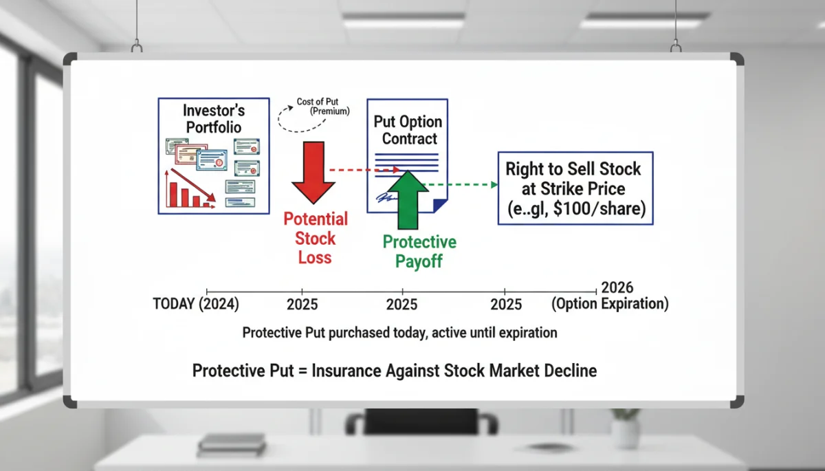 Protective put option diagram for portfolio hedging