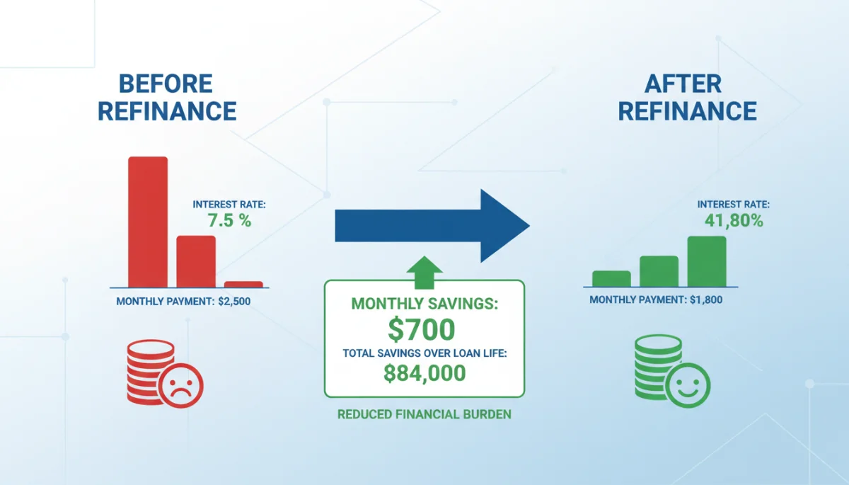 Comparison of student loan payments before and after refinancing