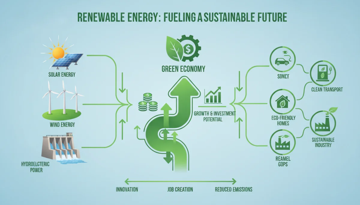 Infographic illustrating growth in renewable energy investments