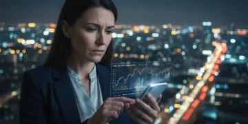 Woman reviewing financial regulations on smartphone to avoid predatory lenders